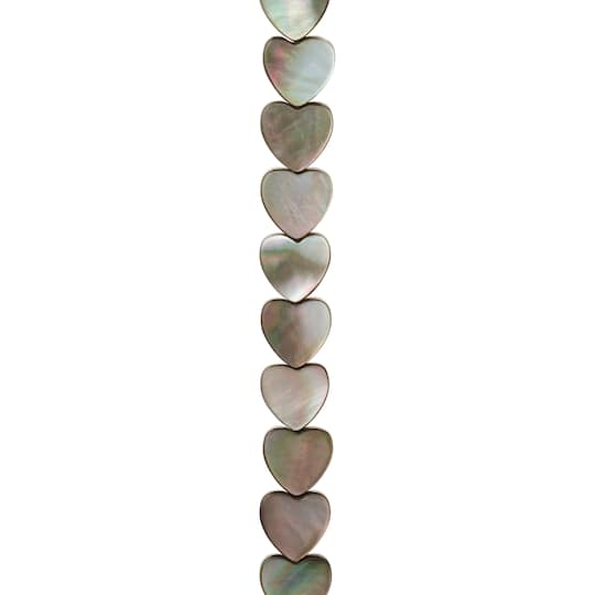 Gray Shell Heart Beads, 10mm by Bead Landing™